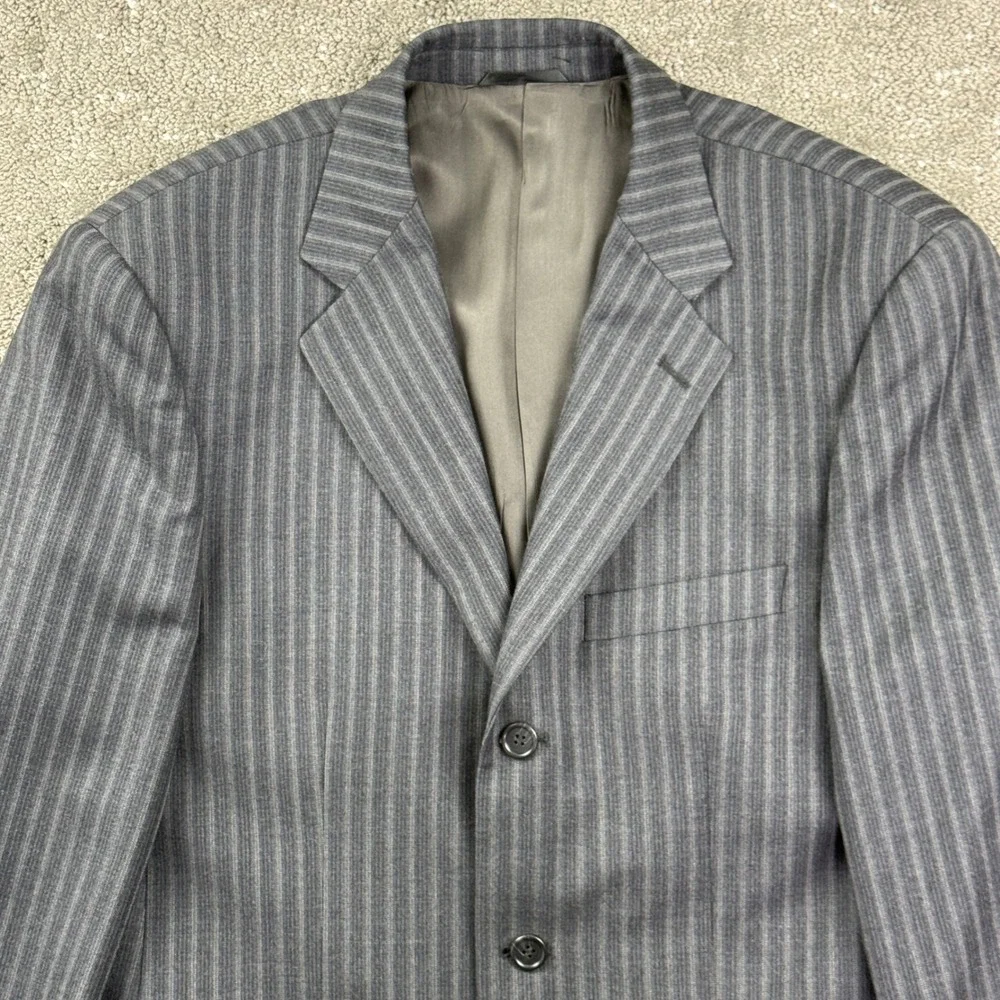 Naldini Blazer Mens 42R Grey Pinstripe Super 150s Wool 3 Button Suit Jacket Luxe